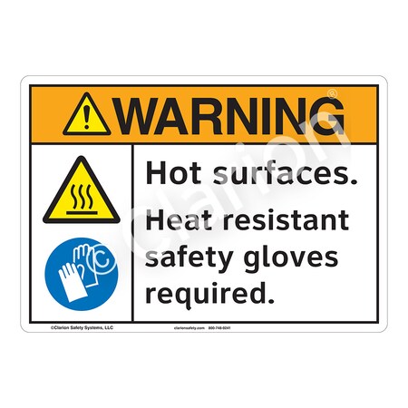 Warning Hot Surfaces Sign (F1193-)|Weather Tuff Plastic 14" X 10" with Corner Mounting Holes|ANSI Signs|Sign for Manufacturing, Medical, Power Stations, Chemical Plant, Food Processing